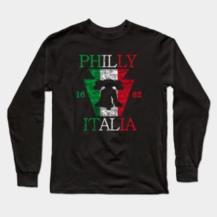 Vintage Italian Flag Liberty Bell Philly Fan Philadelphia Map Original Long Sleeve T-Shirt